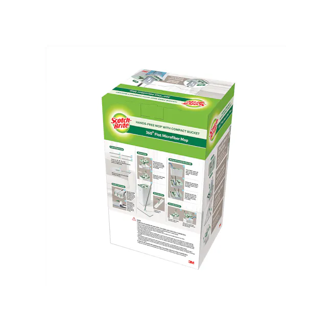 3M™ Scotch-Brite™ Compact Hands-Free Flat Mop with Bucket - 2 - Hands-free mop with compact bucket, 360° flat microfiber