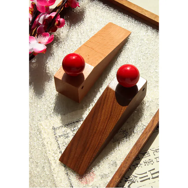 Cobie Wooden Door Stopper - Oak, Red - 8