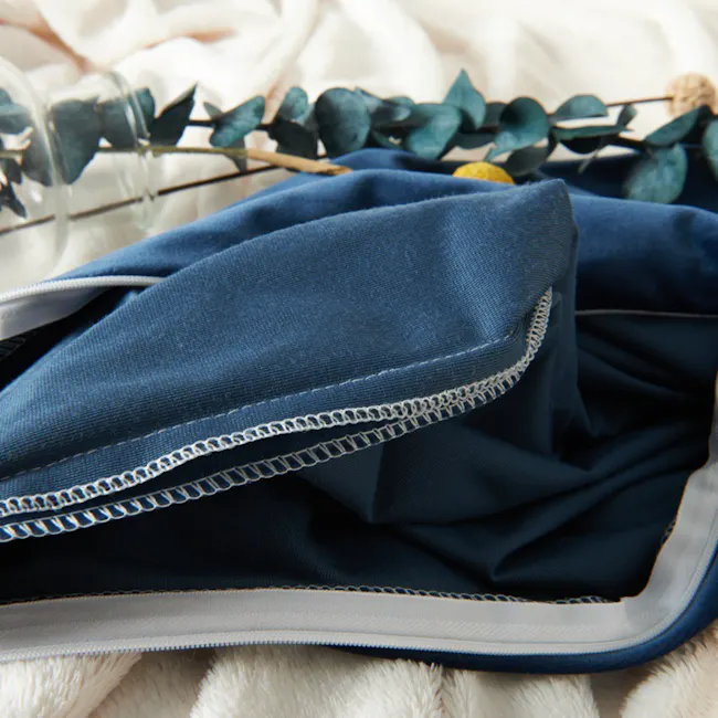 Alyssa Velvet Cushion Cover - Ultramarine - 5 - Denim fabric, blue denim, zipper, textured fabric, soft fabric, cozy