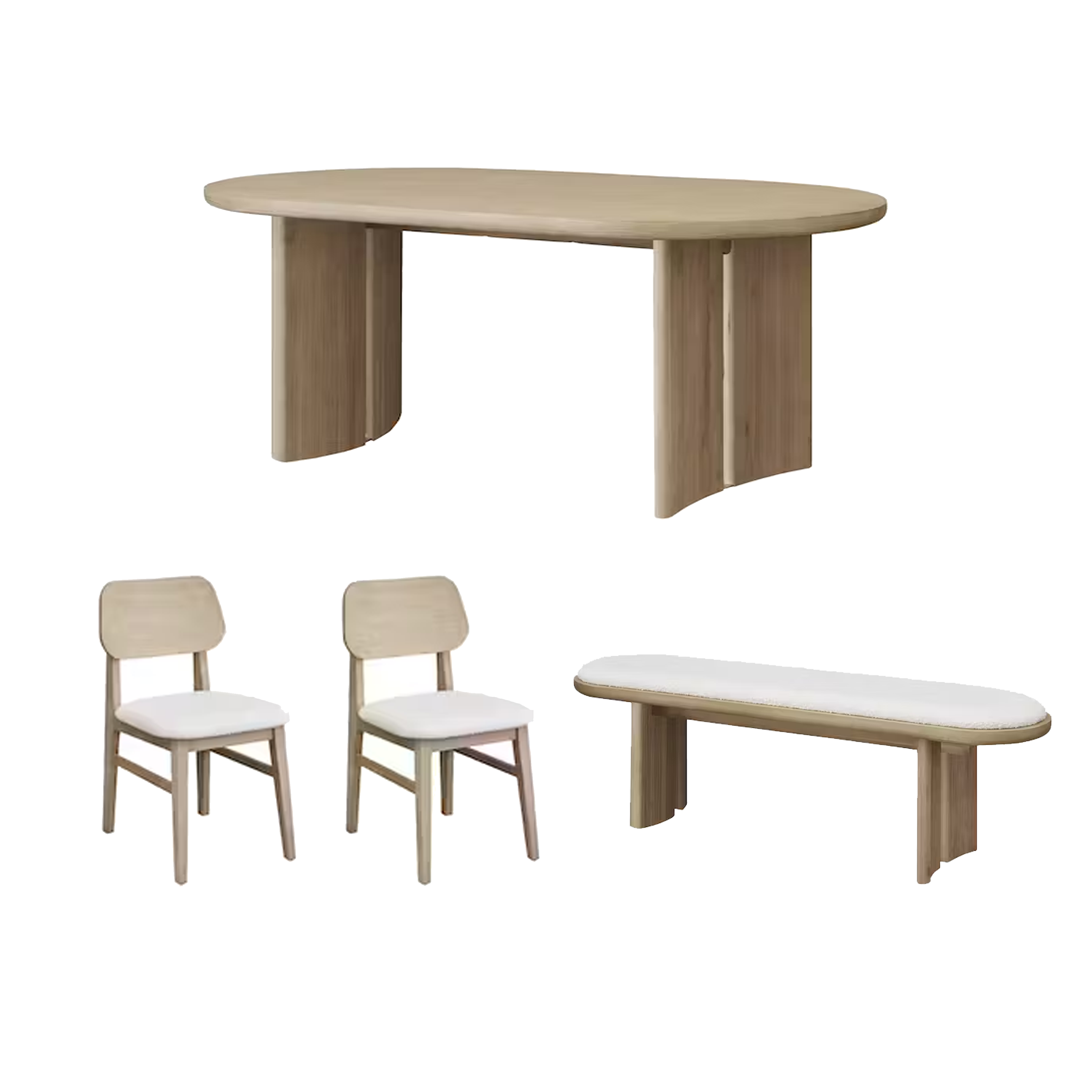 Catania Dining Table 1.8m with Catania Cushioned Bench 1.4m and 2 Catania Dining Chairs