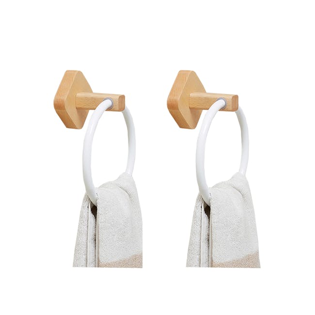 Zelle Face Towel Ring - Natural, White (Set of 2) - 0