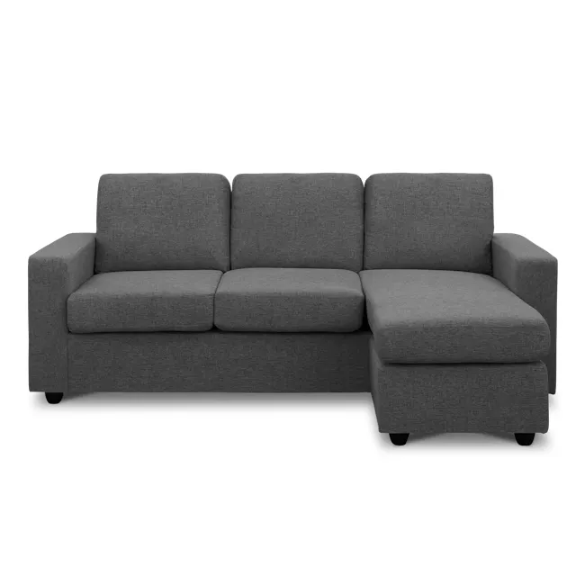 Hank L-Shaped Sofa - Orion - 1 - Grey upholstered sectional sofa, modern design, comfortable seating, minimalist style
