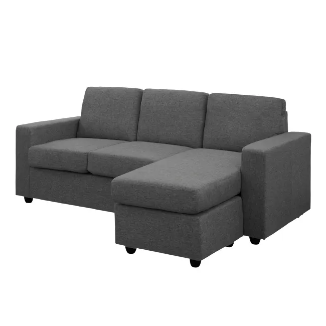 Hank L-Shaped Sofa - Orion - 3 - Grey upholstered sectional sofa, modern design, comfortable seating, sleek lines, padded