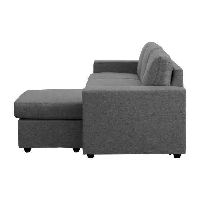 Hank L-Shaped Sofa - Orion - 4 - Modern gray upholstered sofa, sleek design, comfortable seating, minimalist style, neutral