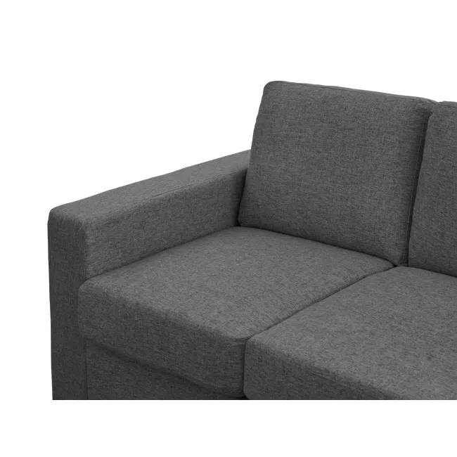 Hank L-Shaped Sofa - Orion - 6 - Modern gray upholstered sofa, Sleek design gray sofa, Gray fabric sofa with clean lines