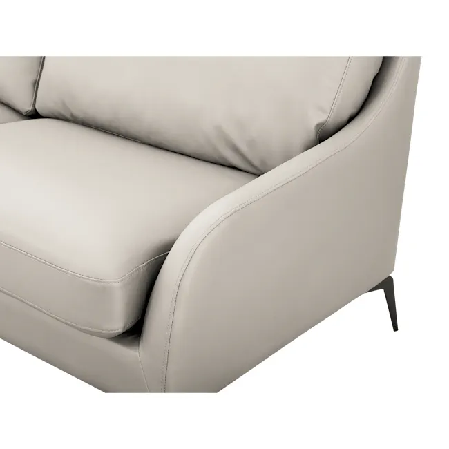 Wellington 3 Seater Sofa - Taupe Grey (Faux Leather) - 9 - Luxurious beige leather sofa, minimalist design, high-quality
