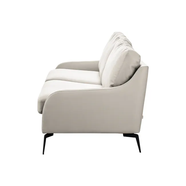 Wellington 3 Seater Sofa - Taupe Grey (Faux Leather) - 8 - Modern minimalist sofa, light beige upholstery, sleek design