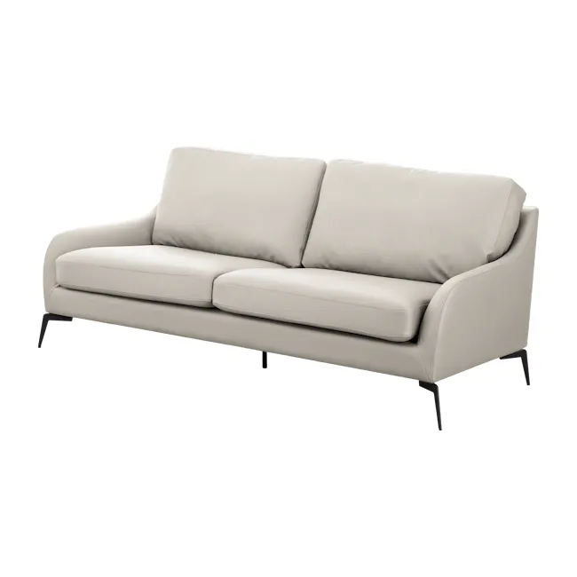 Wellington 3 Seater Sofa - Taupe Grey (Faux Leather) - 3 - Modern minimalist sofa, light beige leather, sleek design