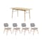 Hagen Dining Table 1.6m in Oak with 4 Conrad Dining Chairs in Grey - 0