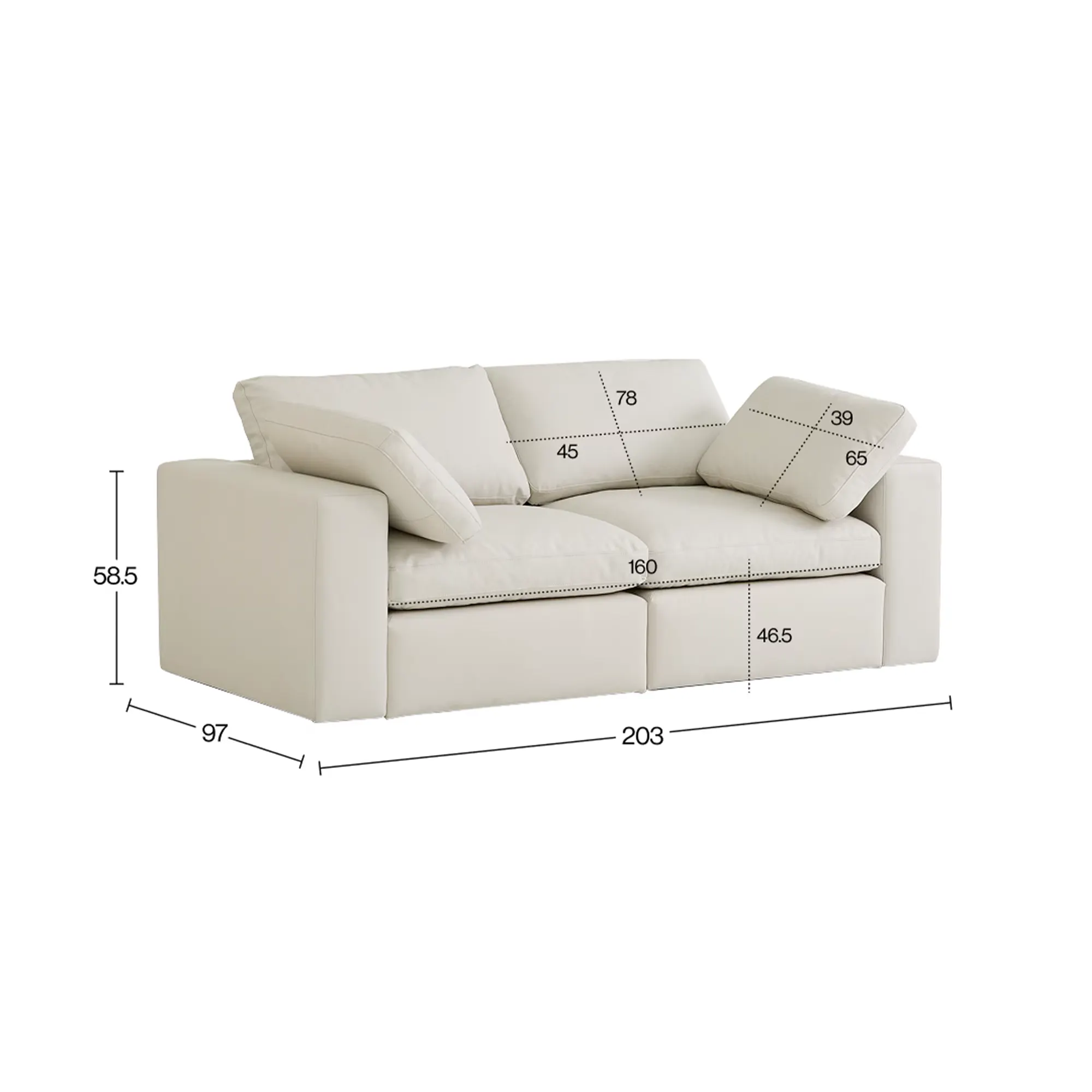 Raye 3 Seater Sofa - Ivory (Faux Leather) - 16