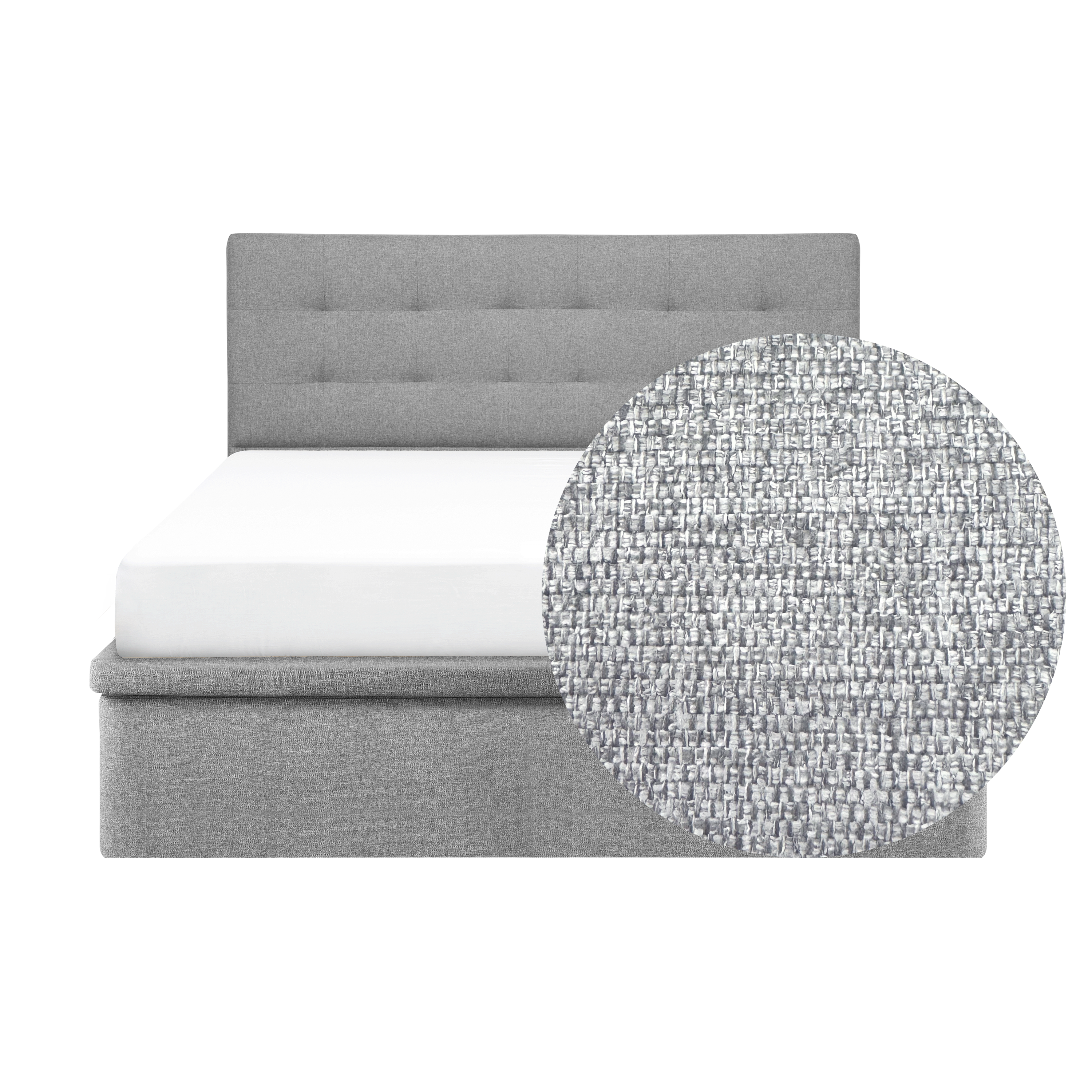 ESSENTIALS Queen Headboard Storage Bed - Pebble (Eco Clean Fabric)