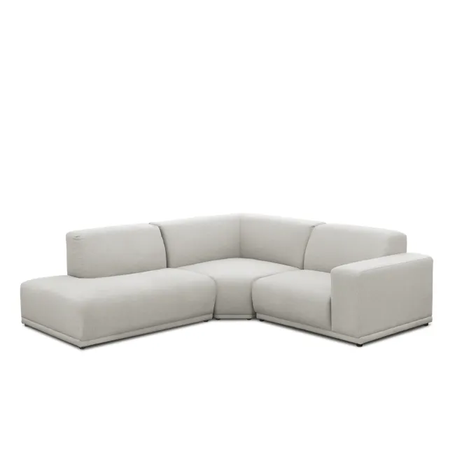 Milan Left Arm Unit - Ivory (Fabric) - 8 - Modern minimalist sofa, light gray fabric, sleek design, comfortable seating