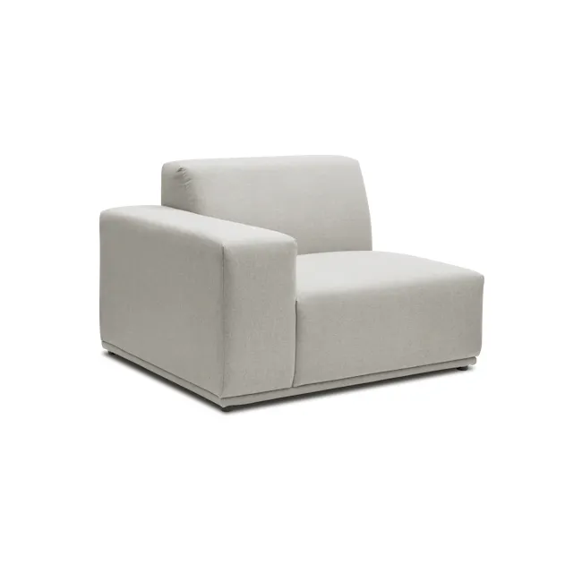 Milan 4 Seater Corner Extended Sofa - Ivory (Fabric) - 27 - Modern minimalist sofa, light gray fabric, sleek design