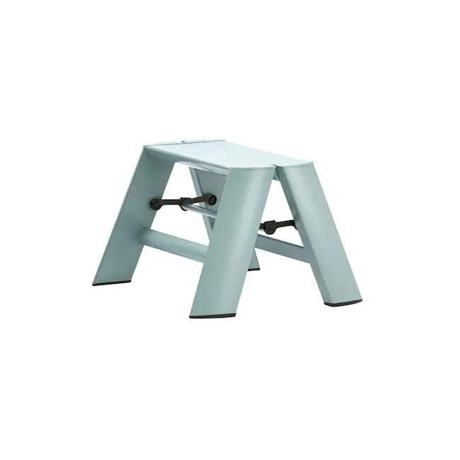 Hasegawa Lucano Aluminium 1 Step Stool - Dusty Mint - 1 - Light blue metal folding table, minimalist design, sturdy