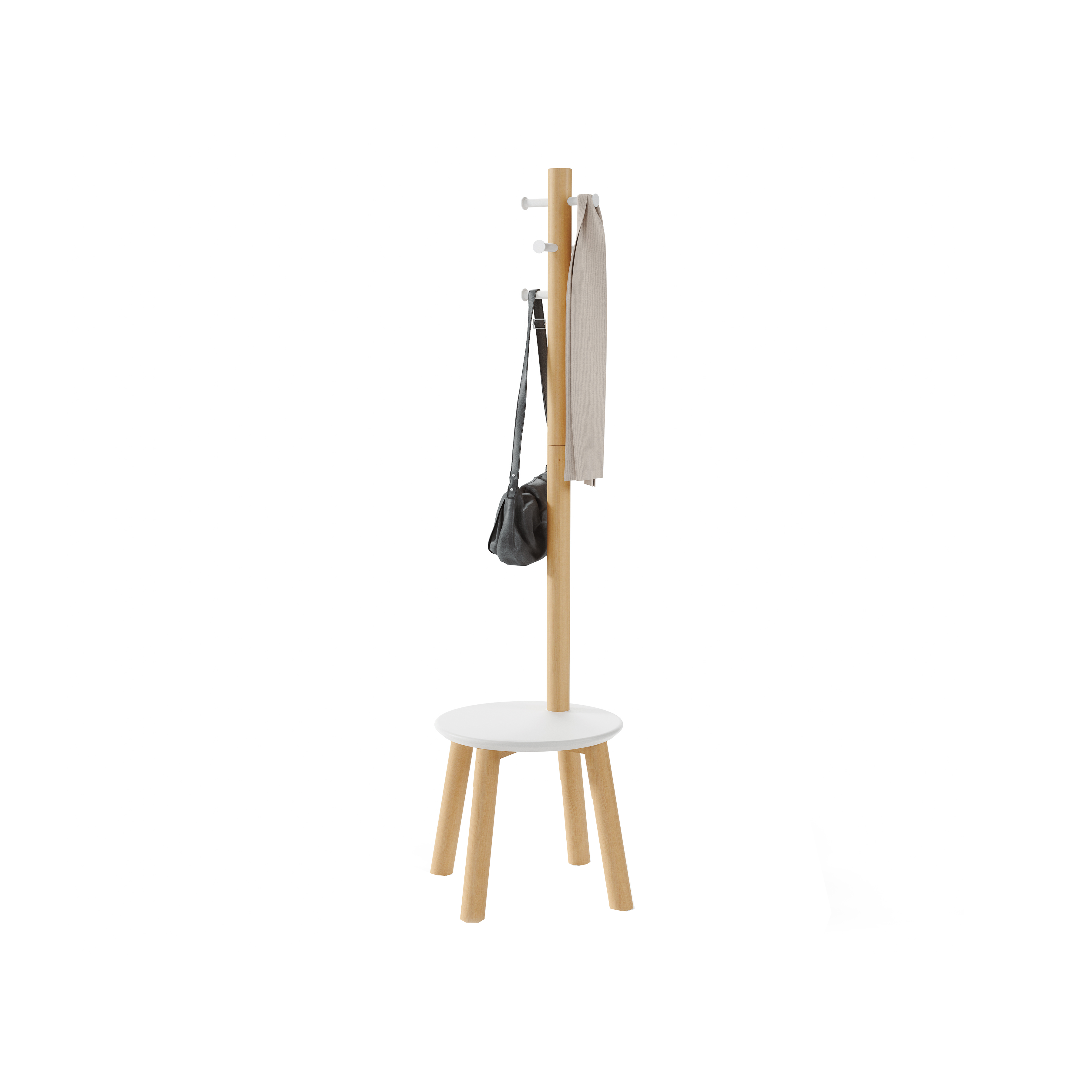 Pillar Coat Rack with Stool Black, Walnut, Umbra Home Accents HipVan