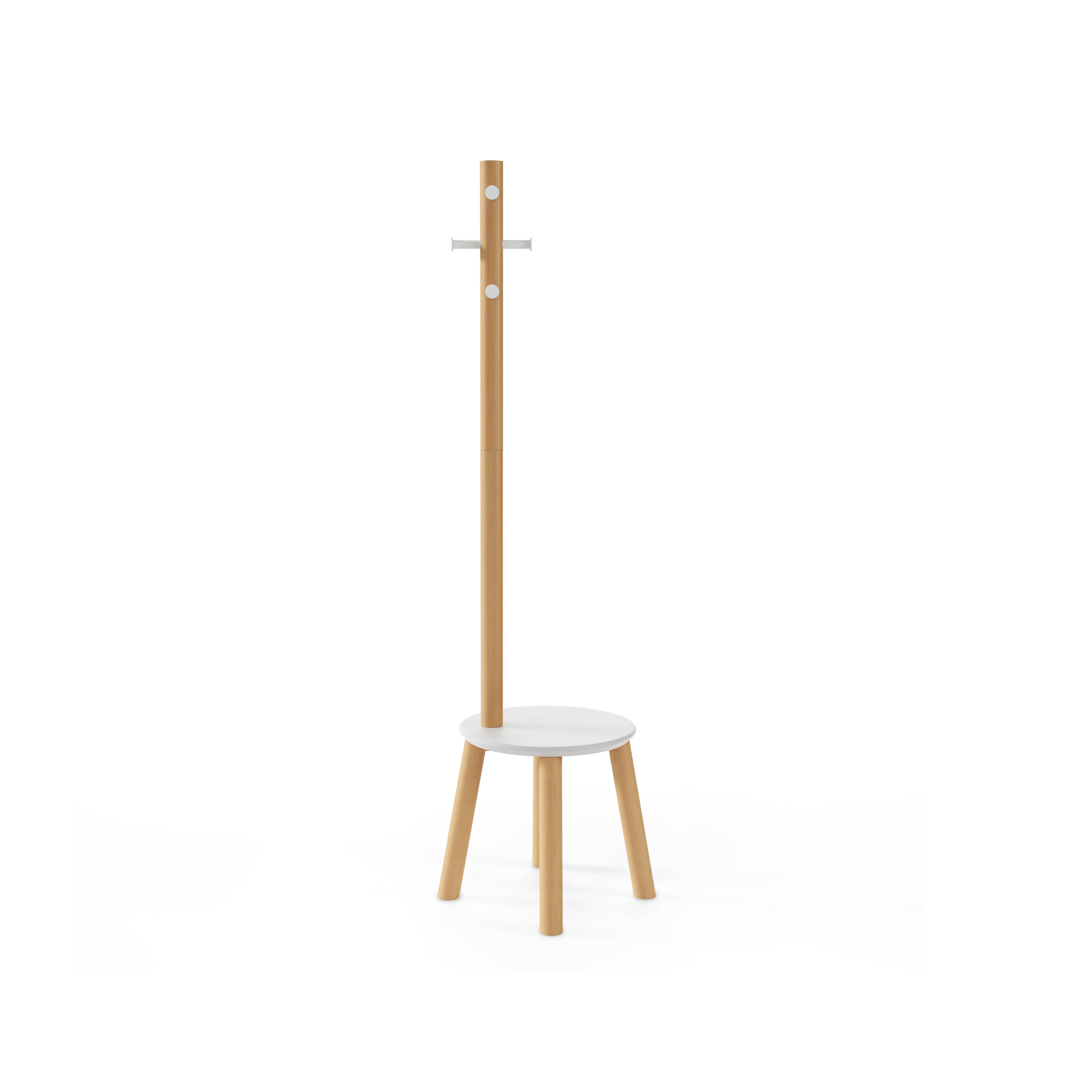 Pillar Coat Rack with Stool White, Natural, Umbra Home Accents HipVan