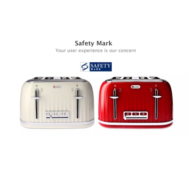 Odette Jukebox 4-Slice Bread Toaster - Red - 10 - Toaster, safety, kitchen appliances, toaster oven, user experience