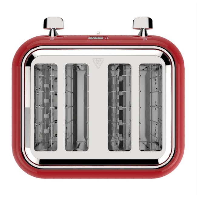 Odette Jukebox 4-Slice Bread Toaster - Red - 9 - Red toaster with sleek design, stainless steel construction, multiple