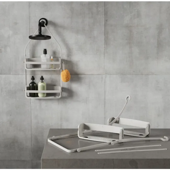 Flex Shower Caddy - Grey - 5 - modern bathroom vanity, minimalist decor, sleek design, contemporary bathroom, wall-mounted