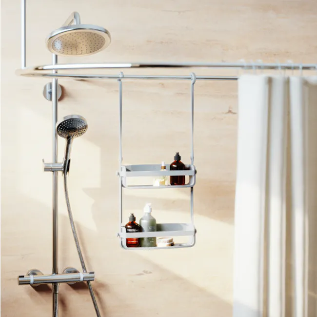 Flex Shower Caddy - Grey - 2 - shower head, shower tray, bathroom shelf, toiletries, bathroom accessories, modern shower