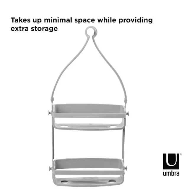 Flex Shower Caddy - Grey - 6 - Minimalist design with integrated storage, Space-saving shelving unit, Dual-tier storage