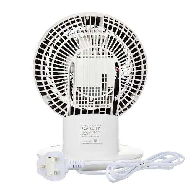 IRIS Ohyama Oscillate Up/Down/Left/Right Circulator Fan - White, Black - 3 - Circulator fan, 220-240V, 50-60Hz, 38W, 15T