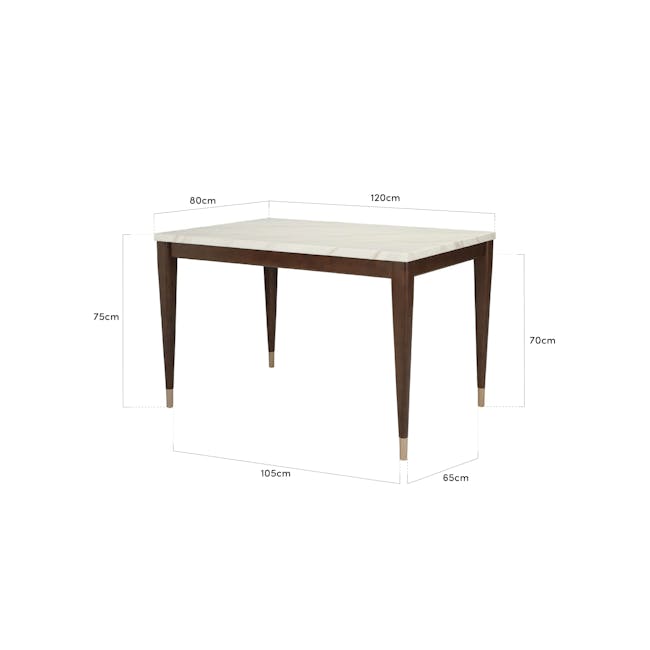 Persis Marble Dining Table 1.2m - Black, Walnut - 5