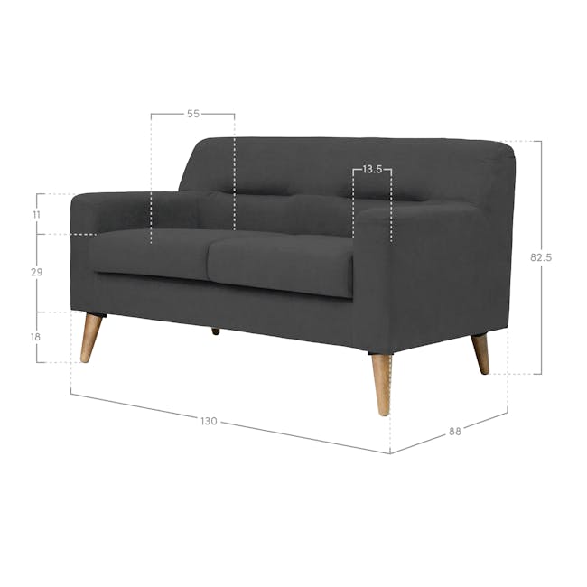 Damien 2 Seater Sofa - Onyx Grey - 5