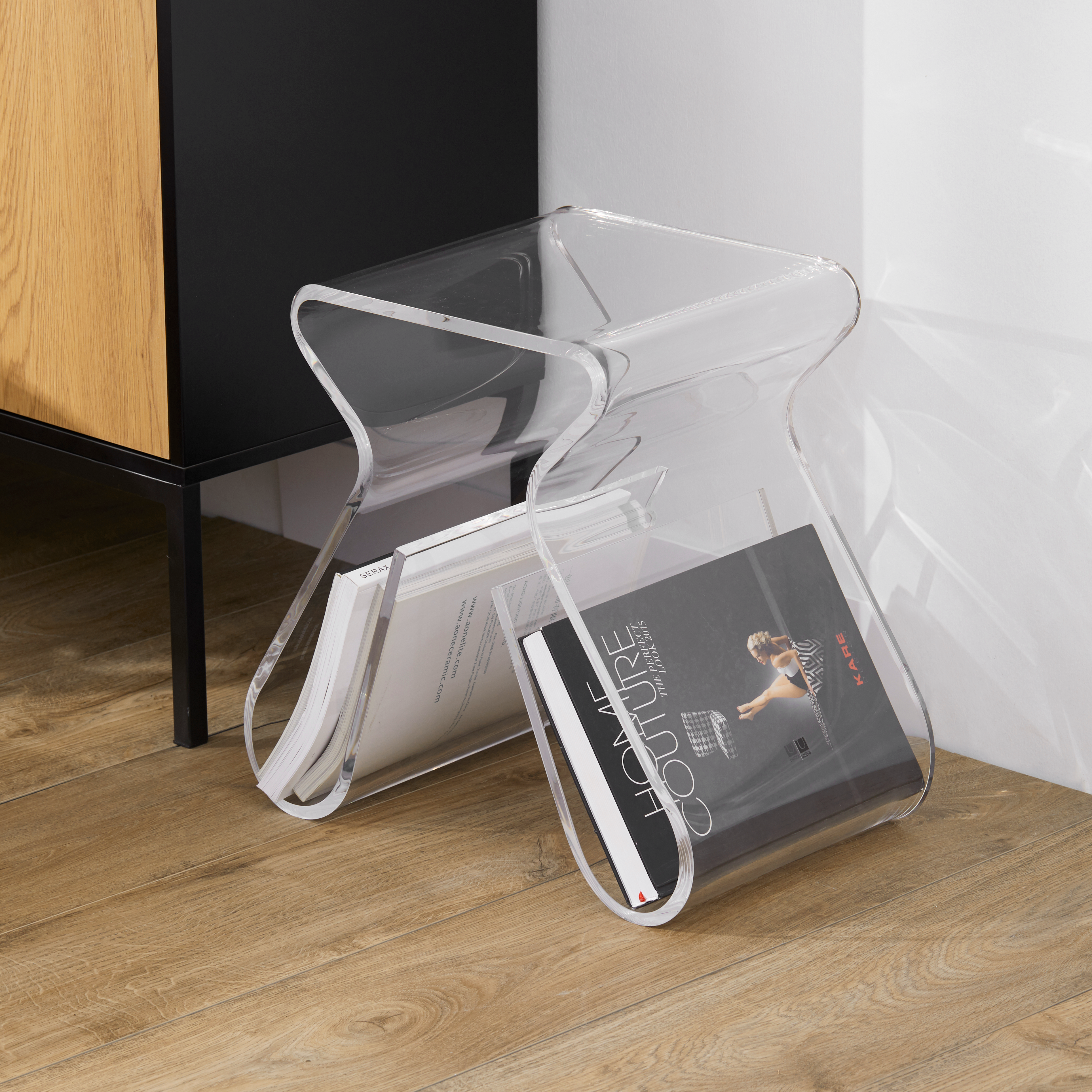 Magino Stool with Magazine Rack - Clear, Umbra Home Accents | View