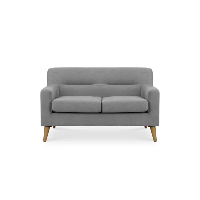 Damien 2 Seater Sofa - Grey (Scratch Resistant) - 1 - Grey upholstered sofa, modern design, comfortable seating, wooden