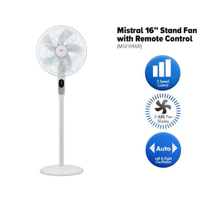 Mistral 16" ABS Blade Stand Fan with Remote Control MSF046R - 4