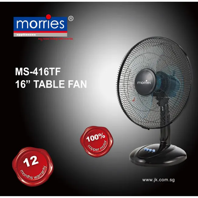 MORRIES 16 Inch Desk Fan - 4 - Morries MS-416TF 16" Table Fan, 100% Copper Motor Table Fan, 12-month Warranty Table Fan