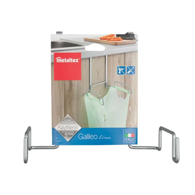 Metaltex Plastic Bag Holder - Silver - 5 - Metaltech, PolytHERM, Galileo line, Double protection, Made in Italy, 5-year