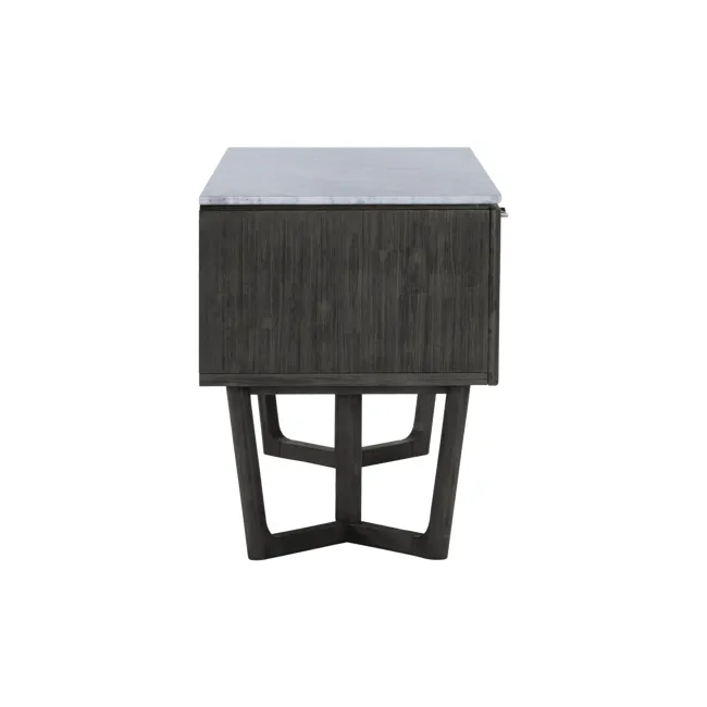 (As-Is) Carson Marble Study Table 1.4m - 22 - Dark wood table, geometric design, modern furniture, minimalist style