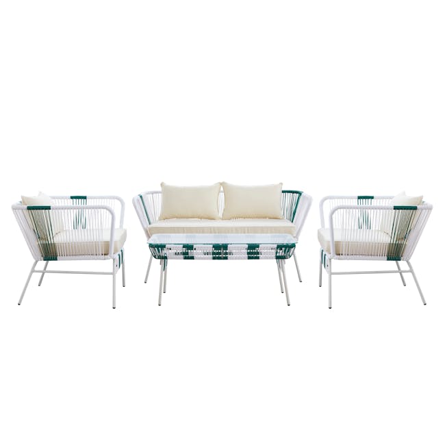 Beckett 2 Seater Outdoor Sofa - White, Green - 2