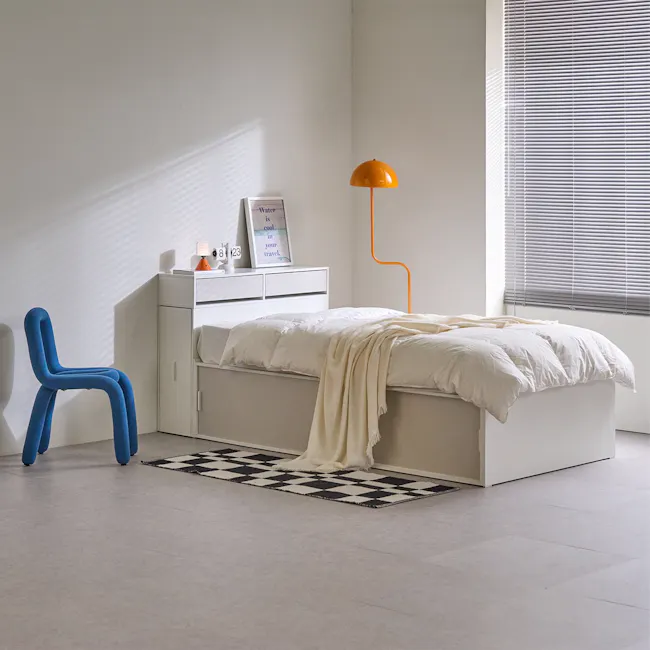 Jayne Storage Super Single Storage Bed - White - 29