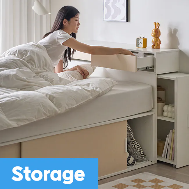 Jayne Storage Super Single Storage Bed - White - 24