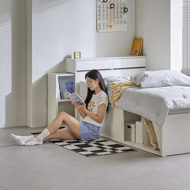 Jayne Storage Super Single Storage Bed - White - 25