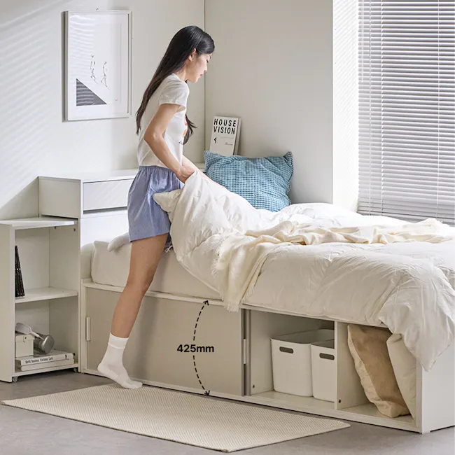 Jayne Storage Super Single Storage Bed - White - 14