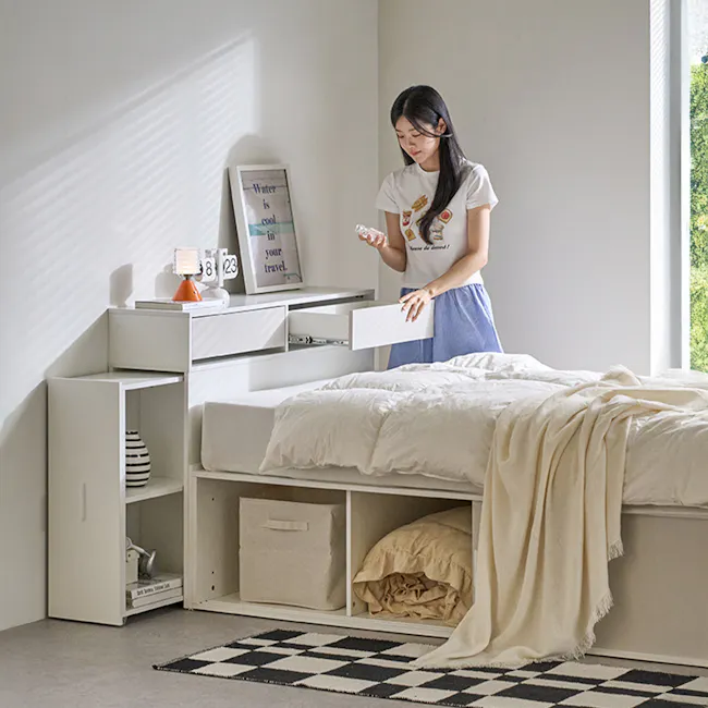 Jayne Storage Super Single Storage Bed - White - 31