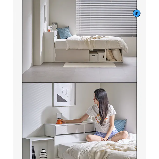 Jayne Storage Super Single Storage Bed - White - 11