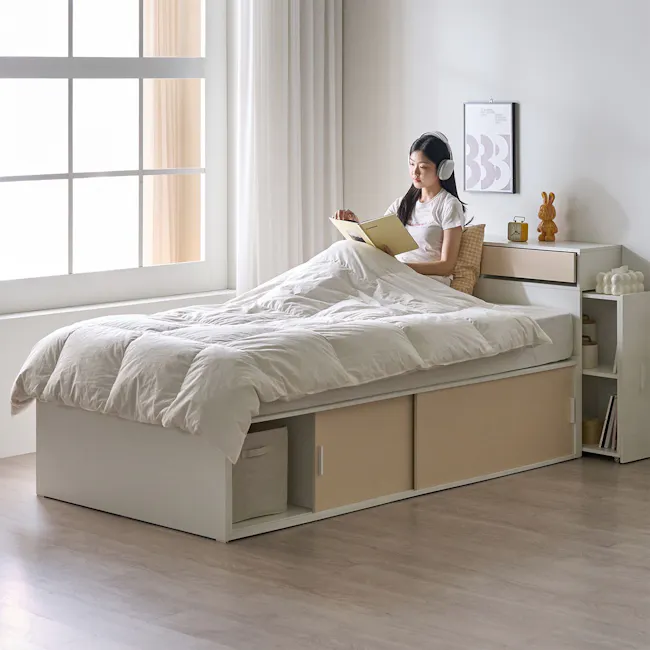 Jayne Storage Super Single Storage Bed - White - 27