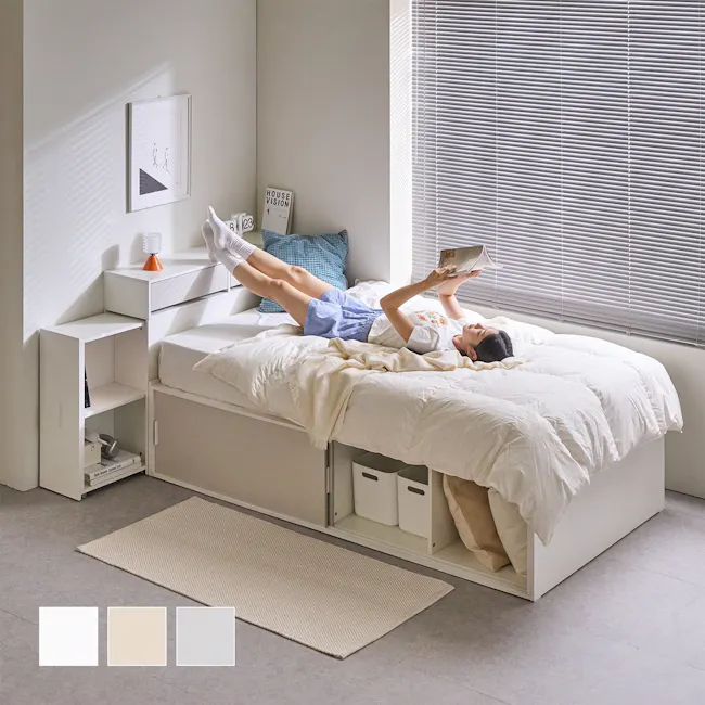 Jayne Storage Super Single Storage Bed - White - 32