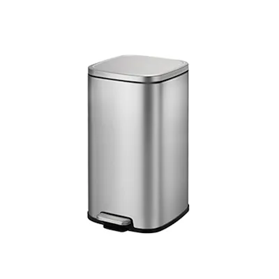 EKO Stella Stainless Steel Rectangle Step Bin With Soft Closing Lid - Brushed (3 Sizes)