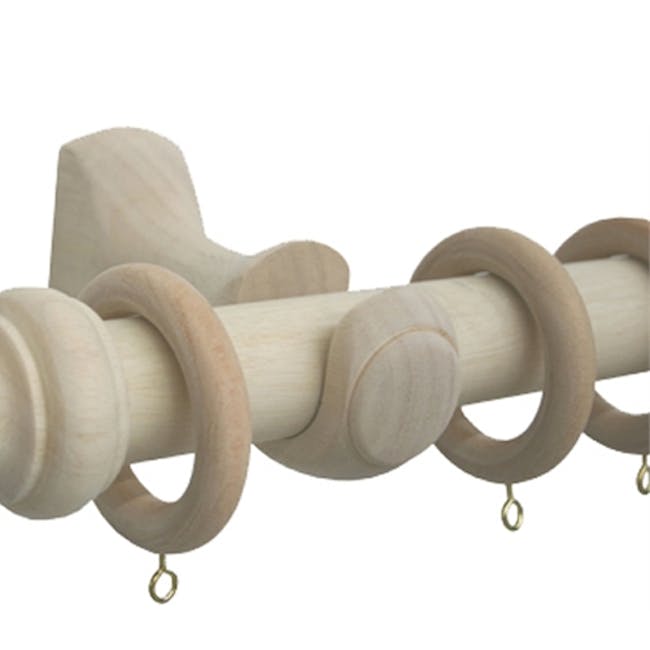 Wooden Curtain Rod with Wall Mount 2.0m - Natural - 3
