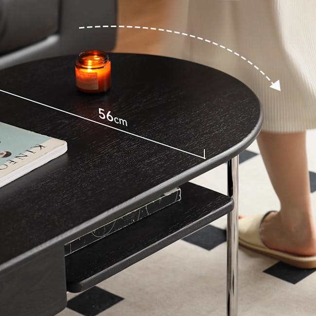 Xane Oval Coffee Table - Black - 9