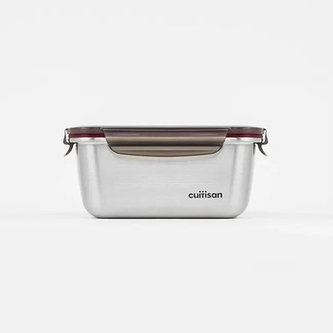 Cuitisan Flora Rectangle Container No. 6 - 4 - silver insulated container, minimalist design, stainless steel exterior