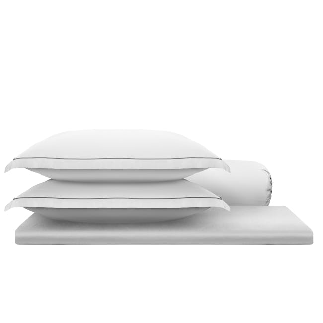 Erin Bamboo Fitted Sheet 4-pc Set - Cloudy White (4 sizes) - 0