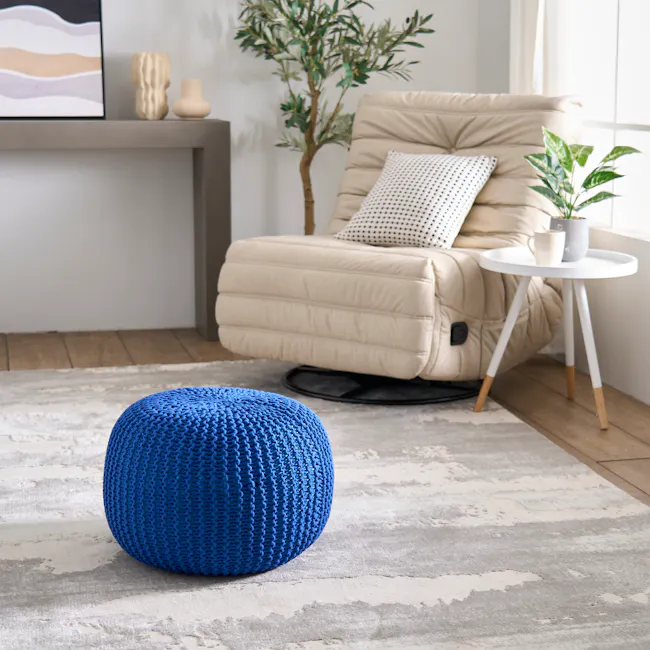 Moana Knitted Pouf - Cobalt Blue - 3