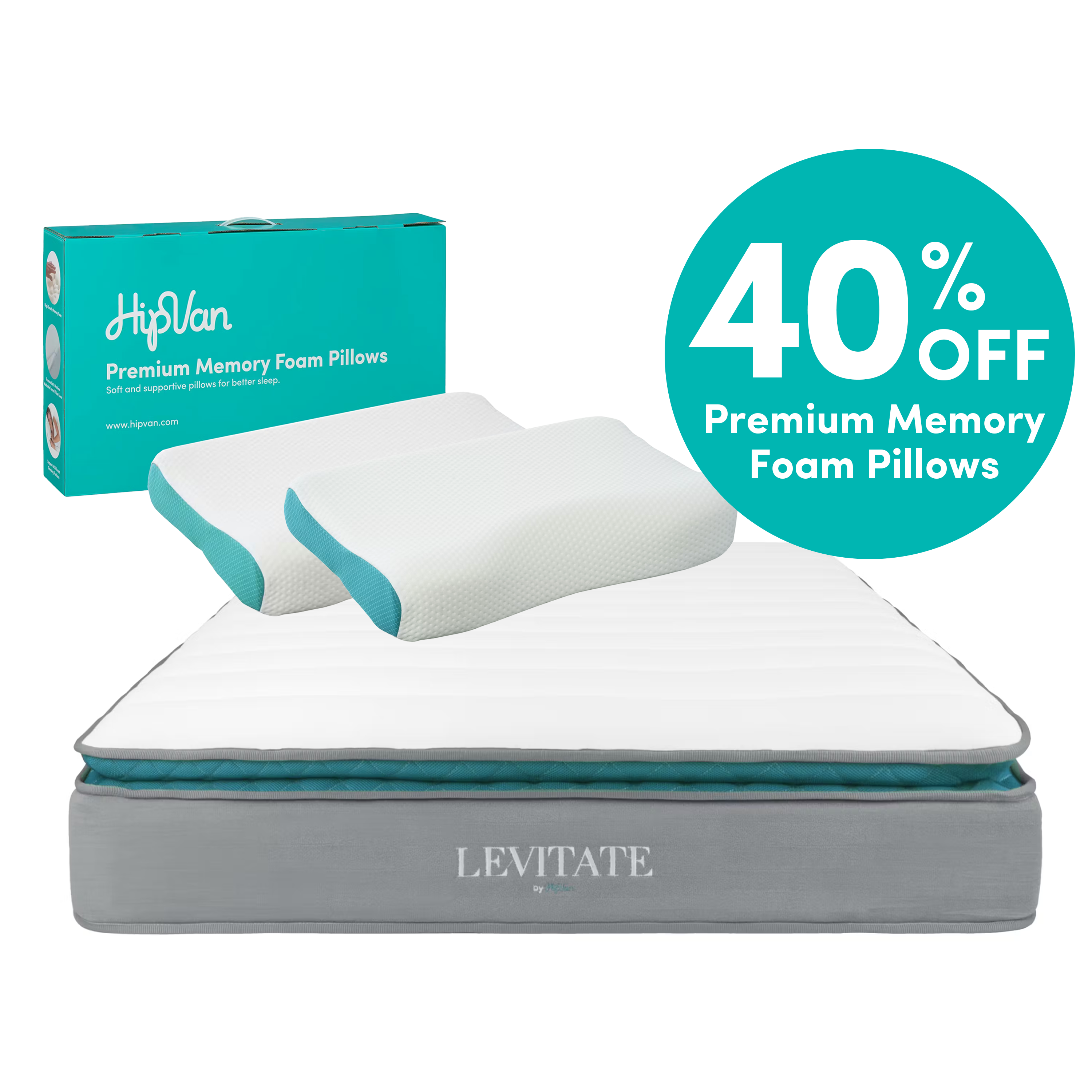 LEVITATE Mattress + 40% off Premium Memory Foam Pillows